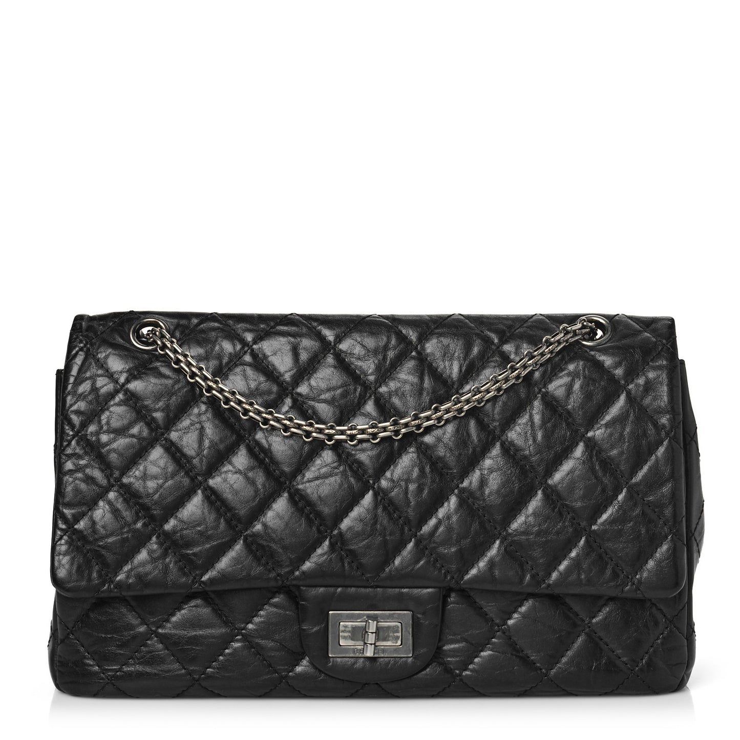 Aged Calfskin Quilted 2.55 Reissue 227 Flap Black