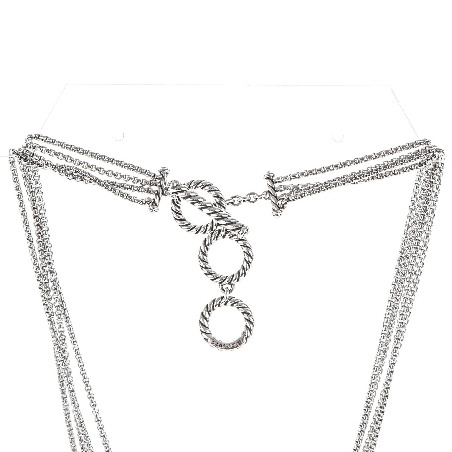 Sterling Silver Pave Diamond Willow Drop Necklace