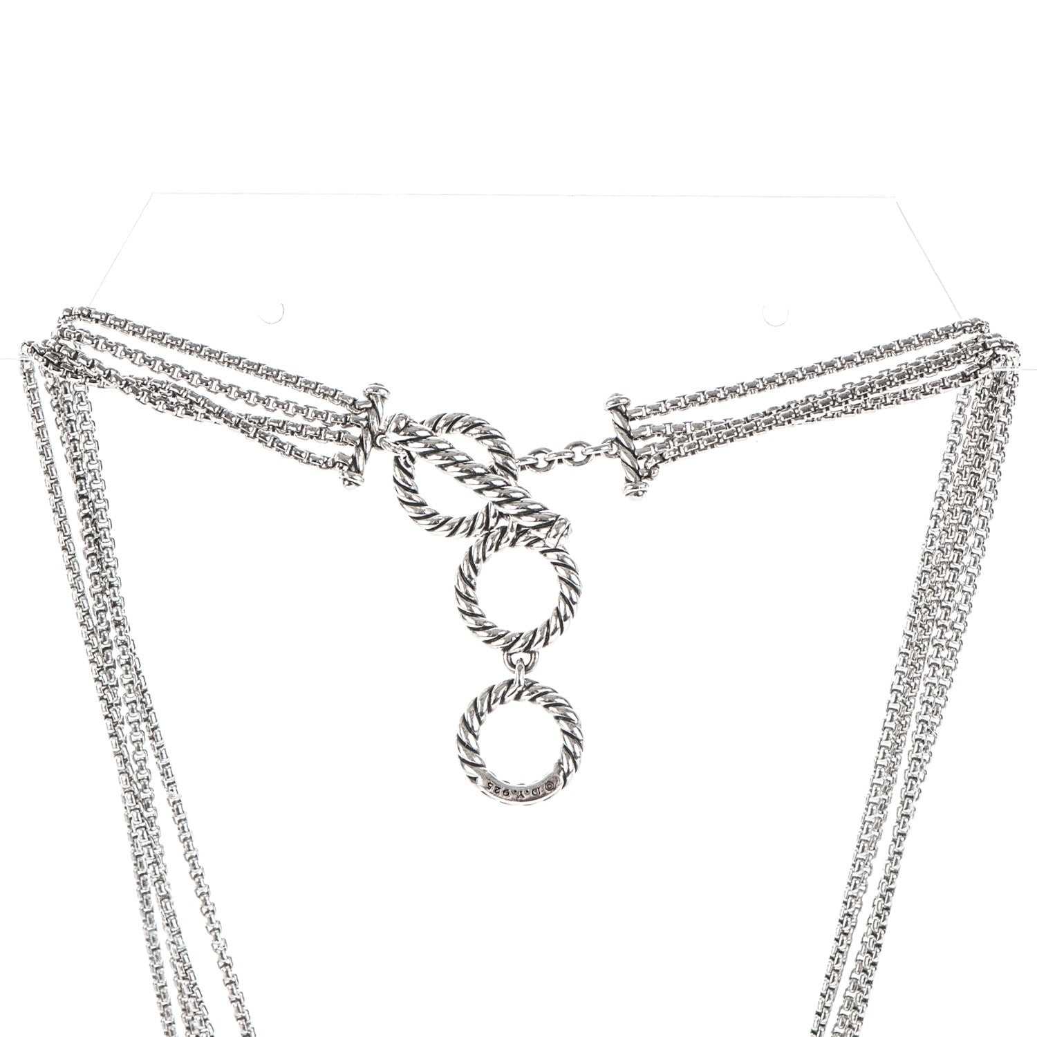 David Yurman Sterling Silver Pave Diamond Willow Drop Necklace 4 of 7