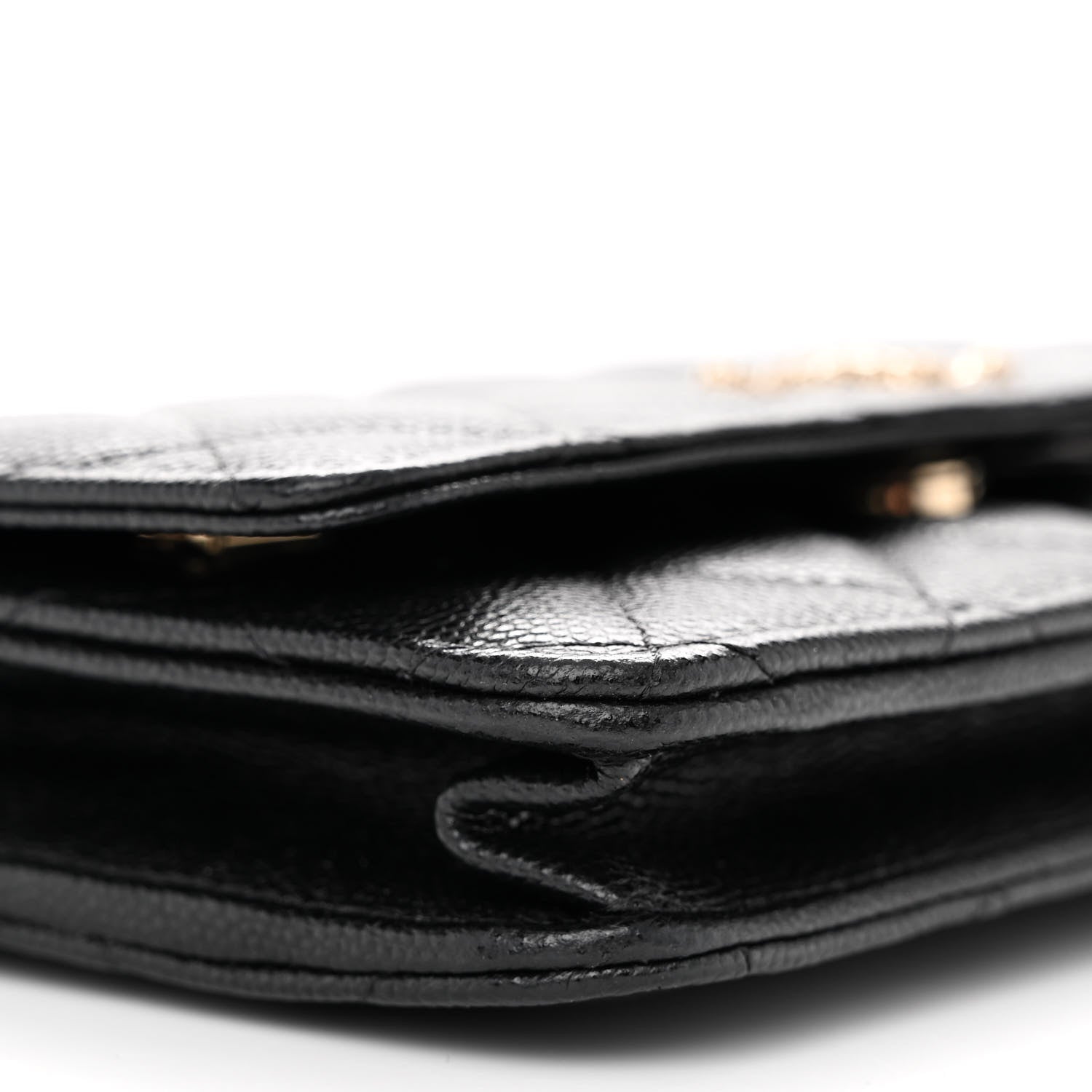Chanel Caviar Quilted Perforated Metal CC Wallet On Chain WOC Black 10 of 12