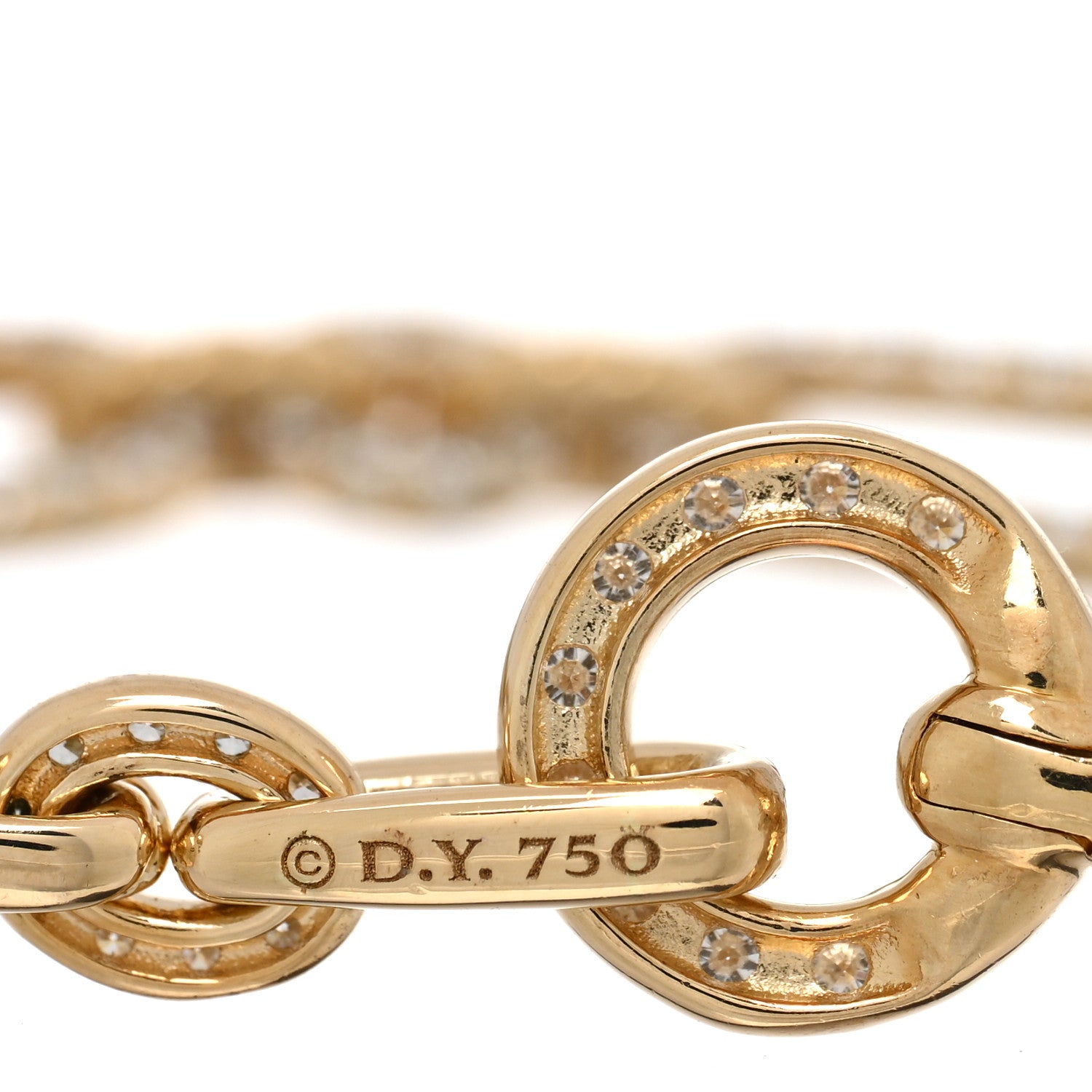 David Yurman 18K Yellow Gold Diamond 6.5mm Lexington Chain Bracelet 3 of 4