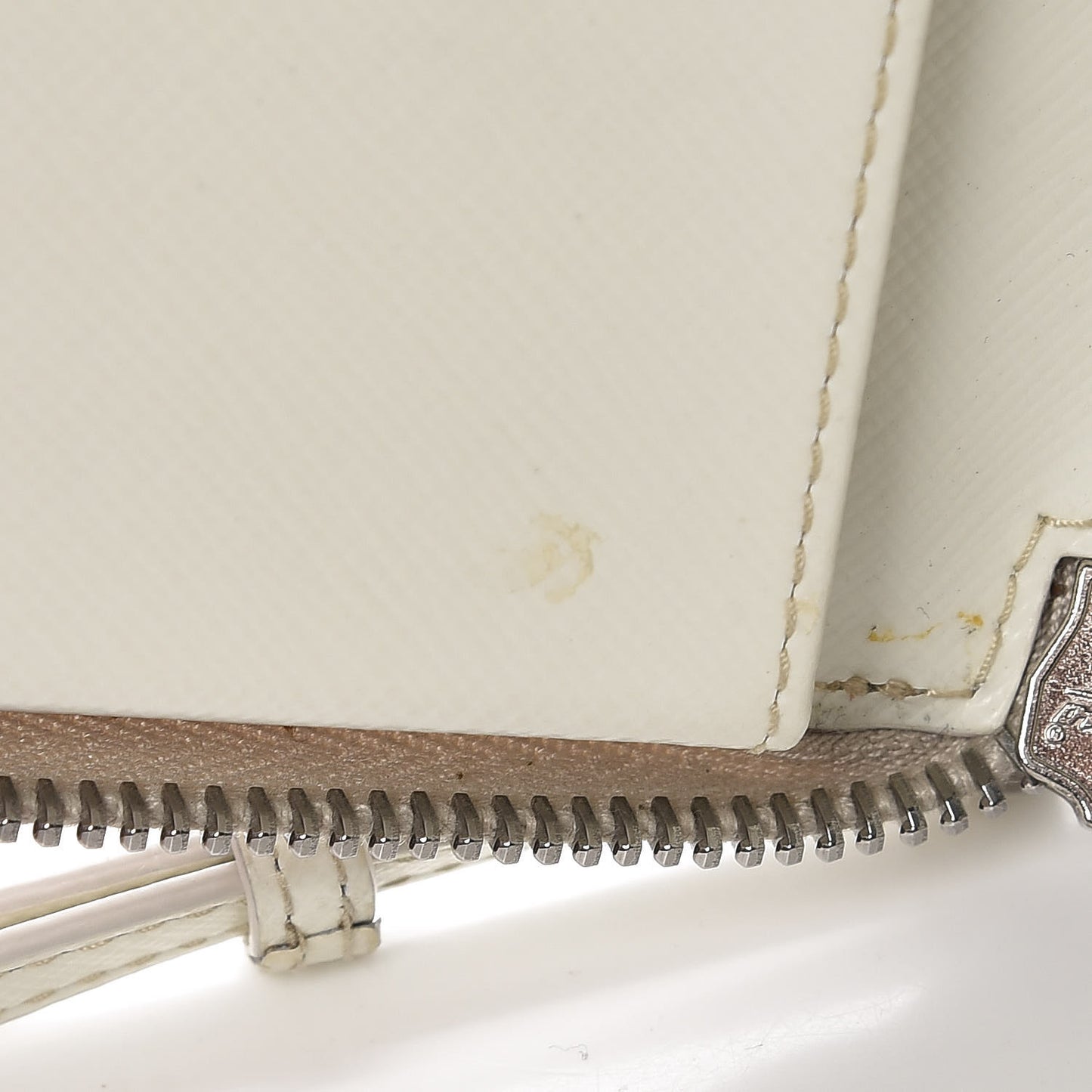 Saffiano Robot Zip Around Wallet White