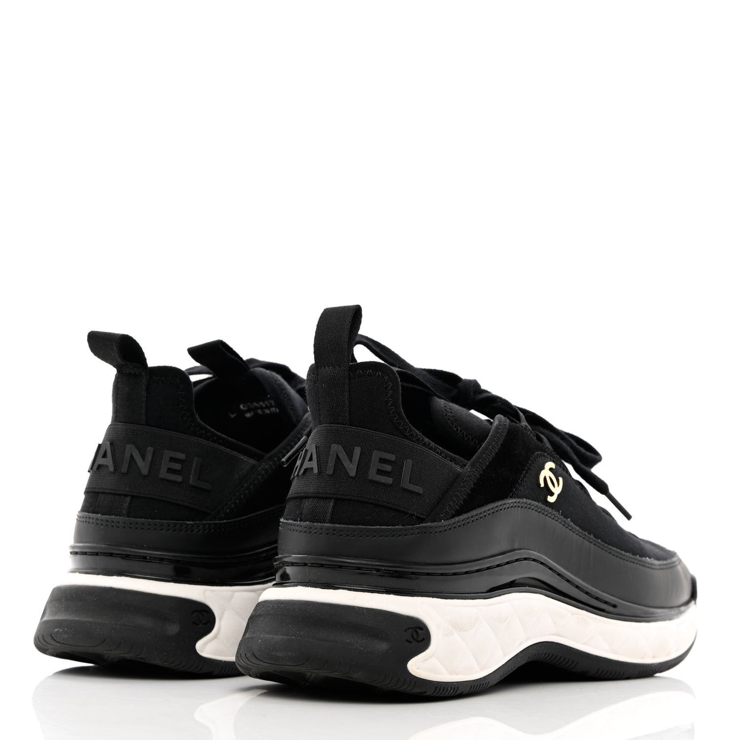 Velvet Calfskin Mixed Fibers CC Sneakers 40 Black
