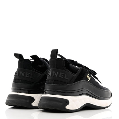 Chanel Velvet Calfskin Mixed Fibers CC Sneakers 40 Black 4 of 12