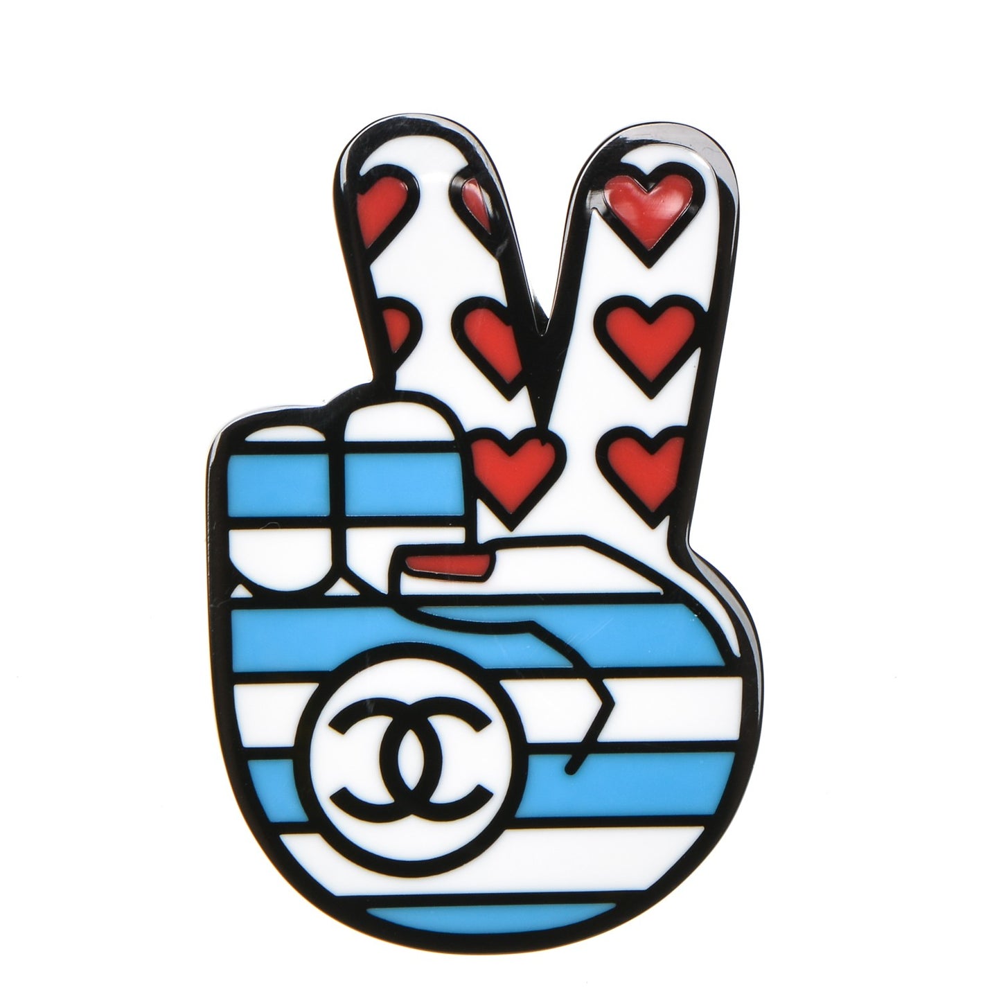 Resin Peace Sign Emoji Brooch Red White Blue