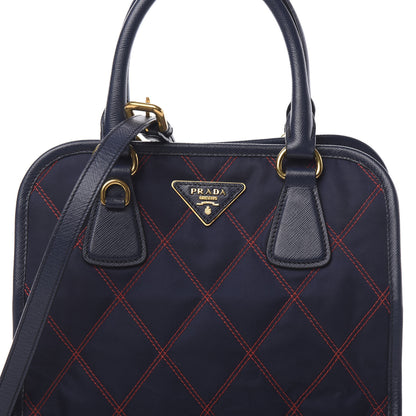 Prada Saffiano Tessuto Nylon Impunturato Quilted Shopper Baltico Fuoco 8 of 8