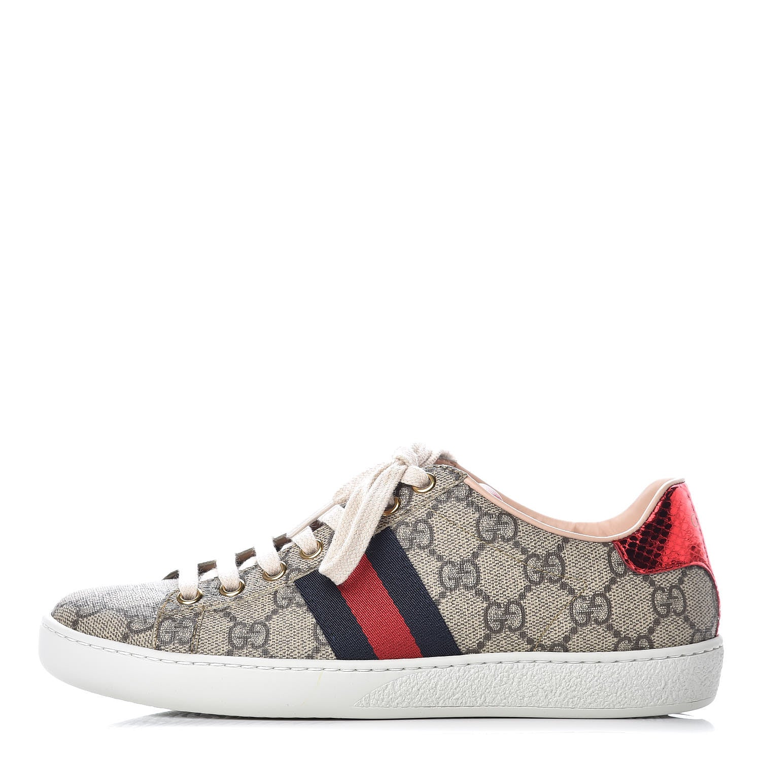 Gucci GG Supreme Monogram Womens Ace Low-Top Sneaker 35 Beige 1 of 11