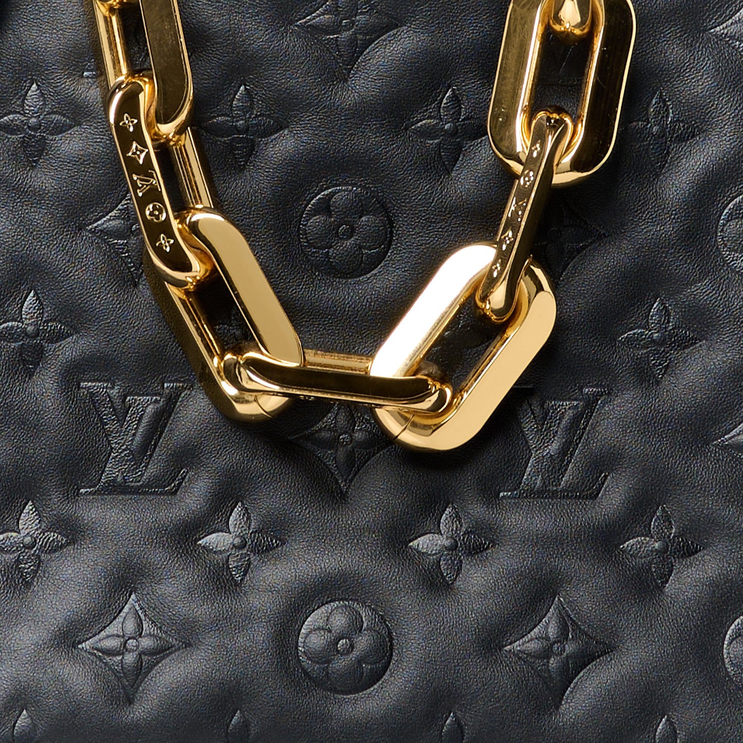 Lambskin Embossed Monogram Coussin MM Black
