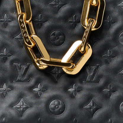 Louis Vuitton Lambskin Embossed Monogram Coussin MM Black 10 of 12