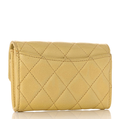 Chanel Caviar Quilted Flap Card Holder Wallet Yellow 3 of 9