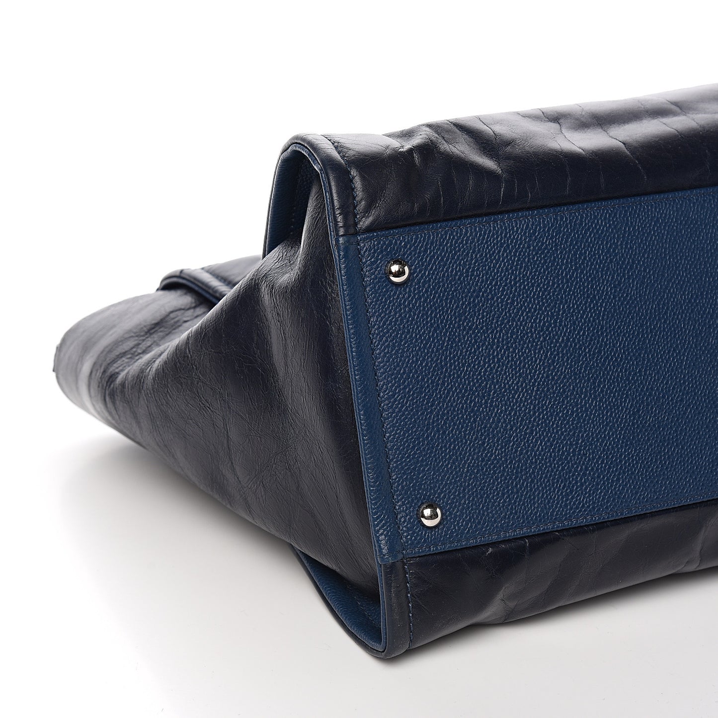 Glazed Calfskin Medium Deauville Tote Blue