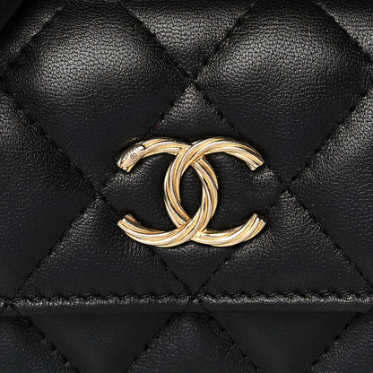 Chanel Lambskin Quilted Card Holder with Chain Black 8 of 11