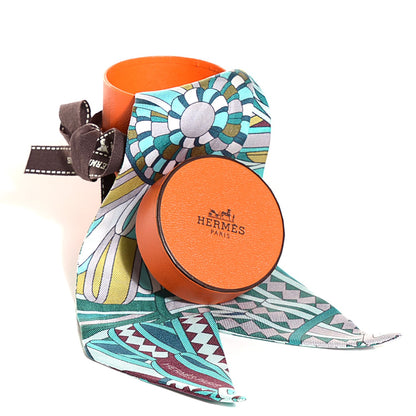 Hermes Silk Les Flots Du Cheval Twilly Turquoise 6 of 6