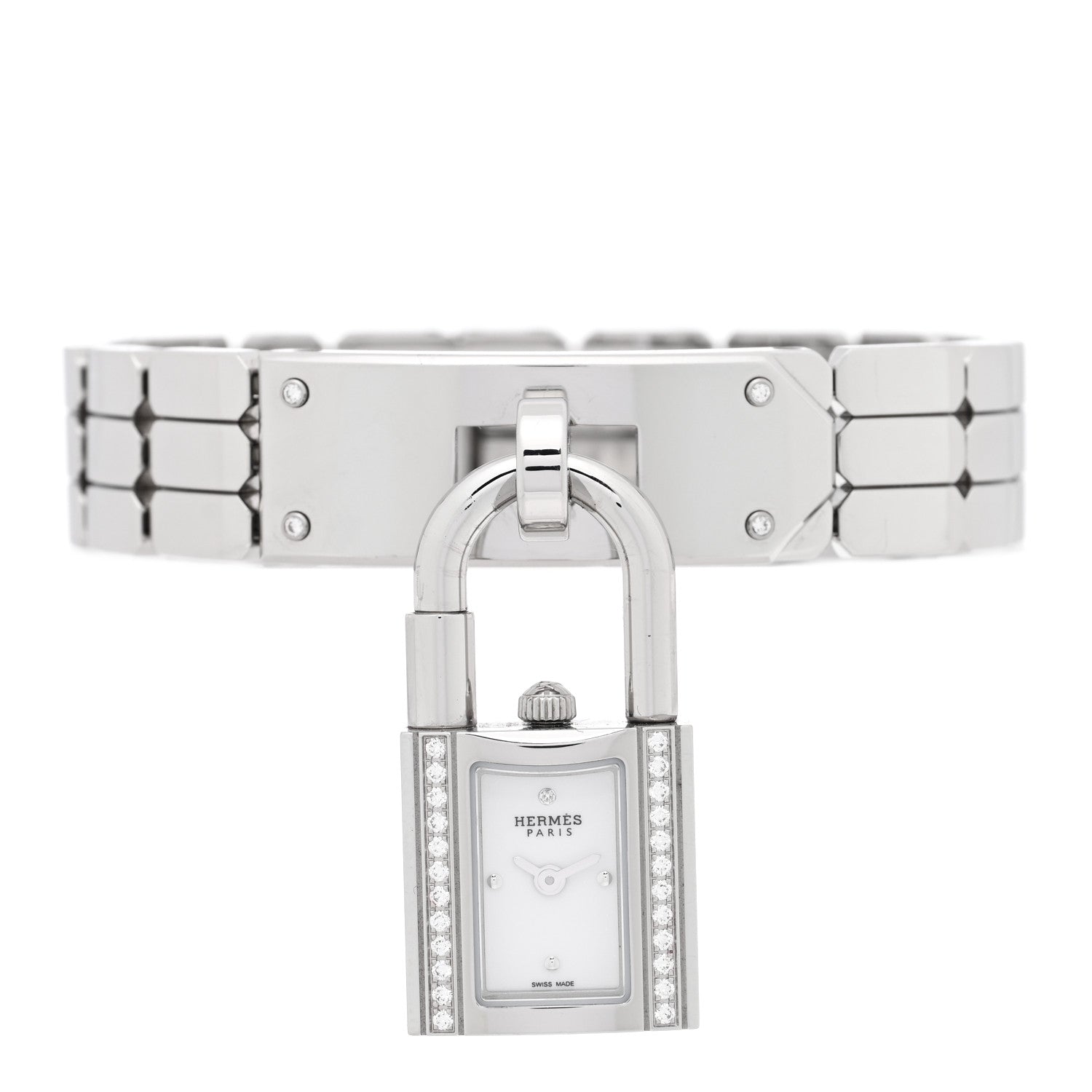 Hermes Stainless Steel Diamond 16mm Kelly Quartz Watch 2 of 5