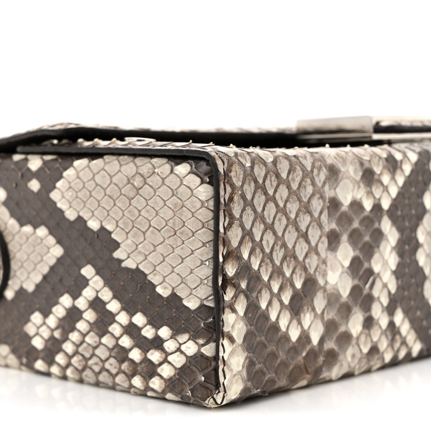 Fendi Snakeskin Baguette Soft Trunk White Camelia 9 of 11