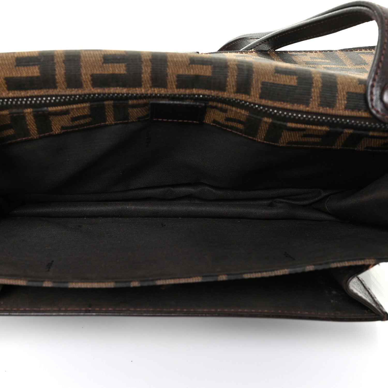 Fendi Zucca Calfskin Flap Clutch Tobacco Black 5 of 22