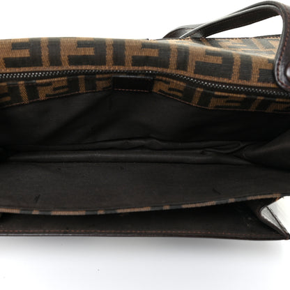 Fendi Zucca Calfskin Flap Clutch Tobacco Black 5 of 22