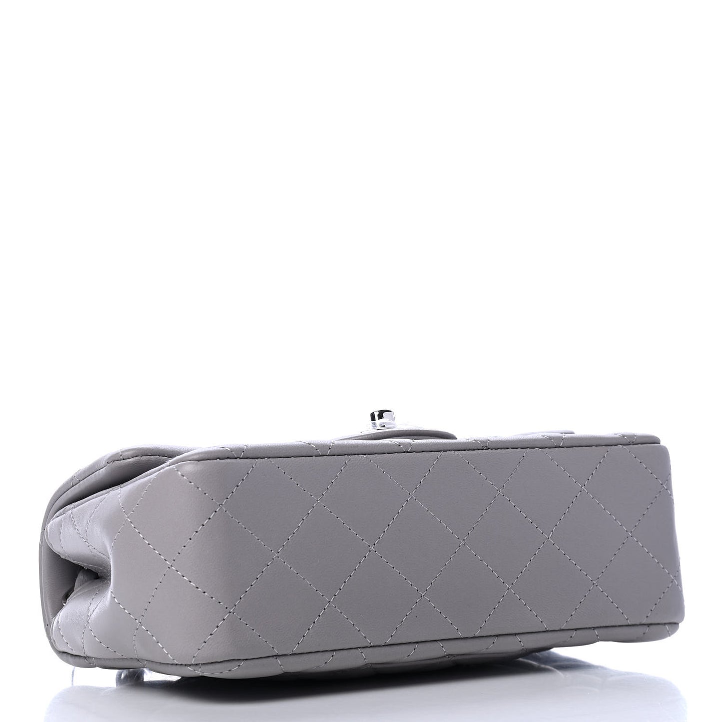 Lambskin Quilted Mini Rectangular Flap Grey