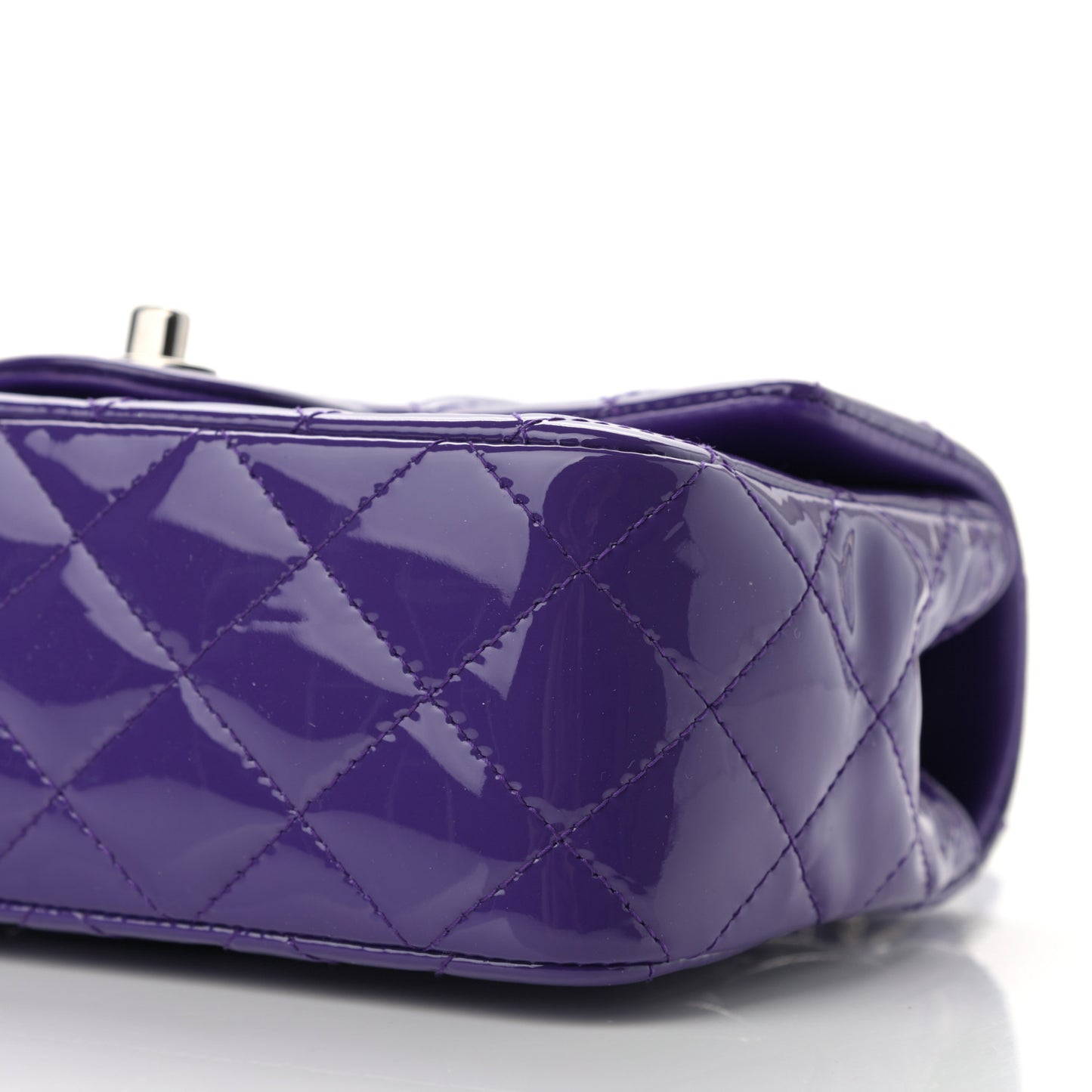 Patent Quilted Mini Rectangular Flap Purple