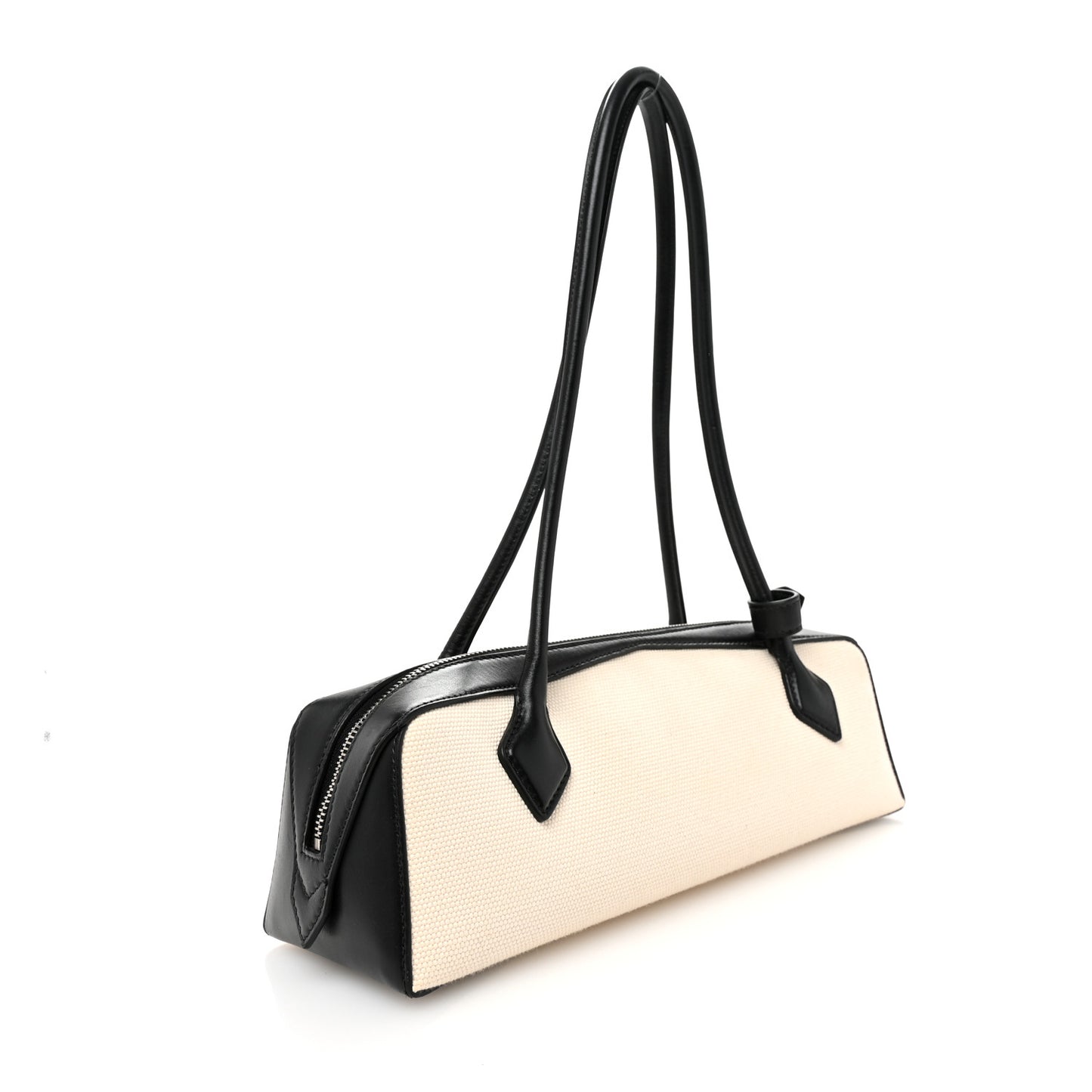 Canvas Calfskin Medium Le Teckel Bag Ecru
