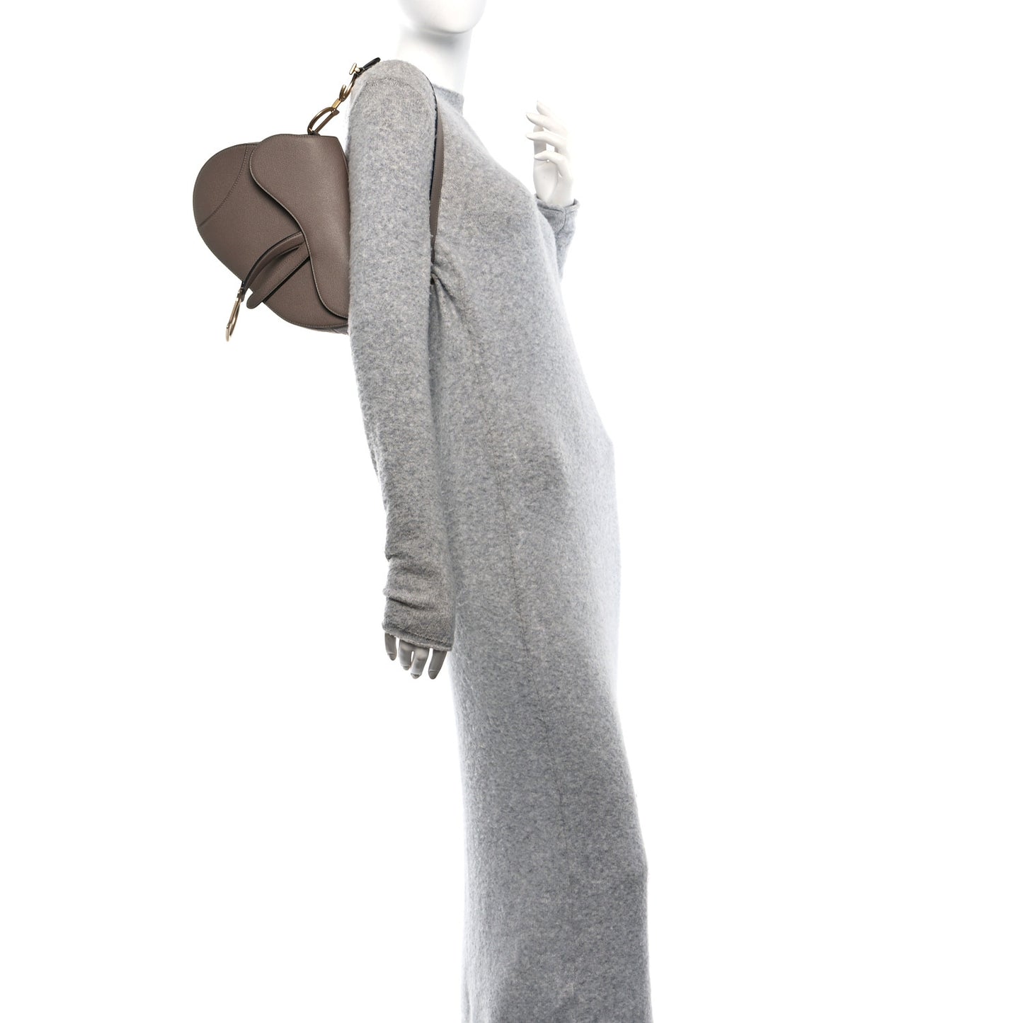 Grained Calfskin Saddle Bag Warm Taupe