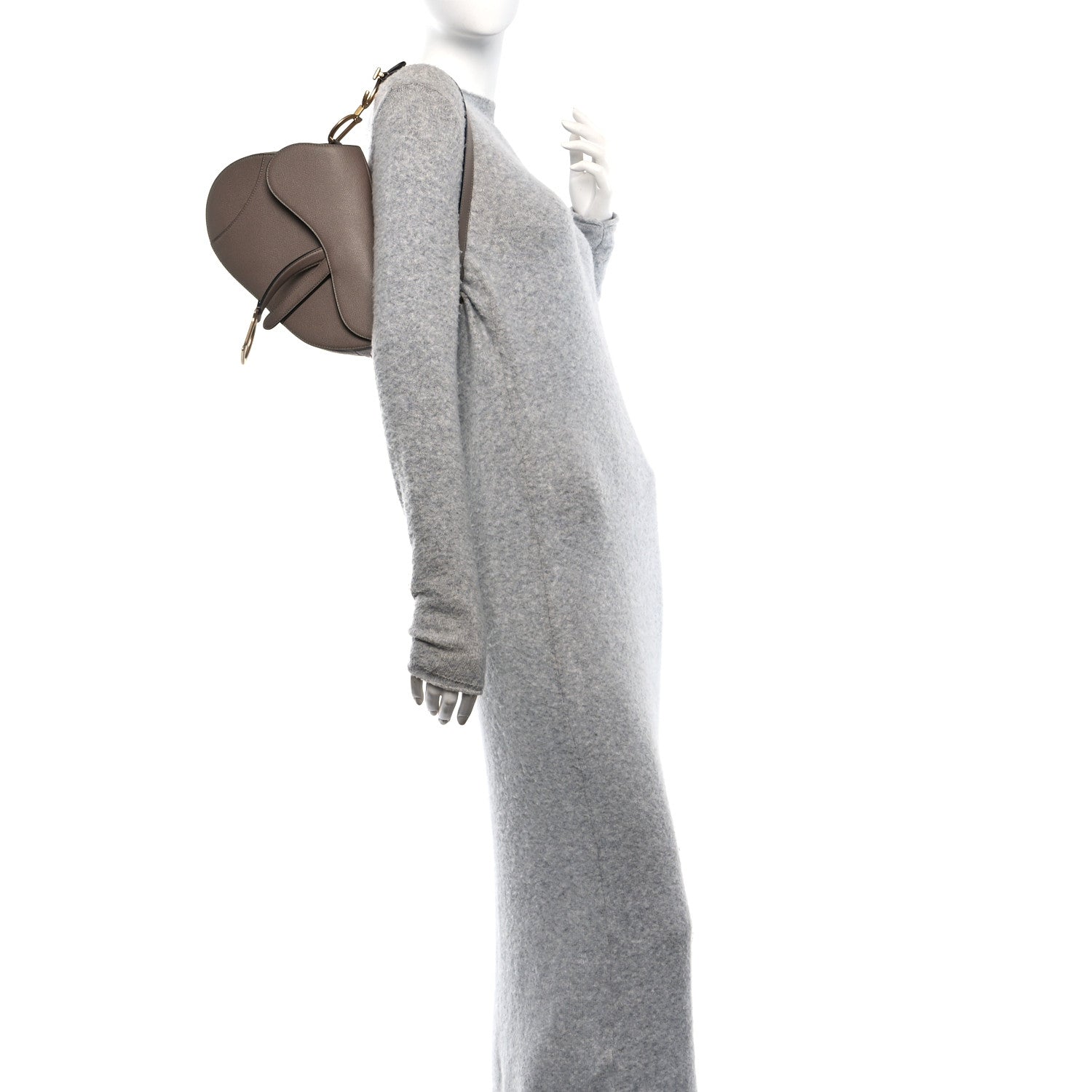 Christian Dior Grained Calfskin Saddle Bag Warm Taupe 2 of 10