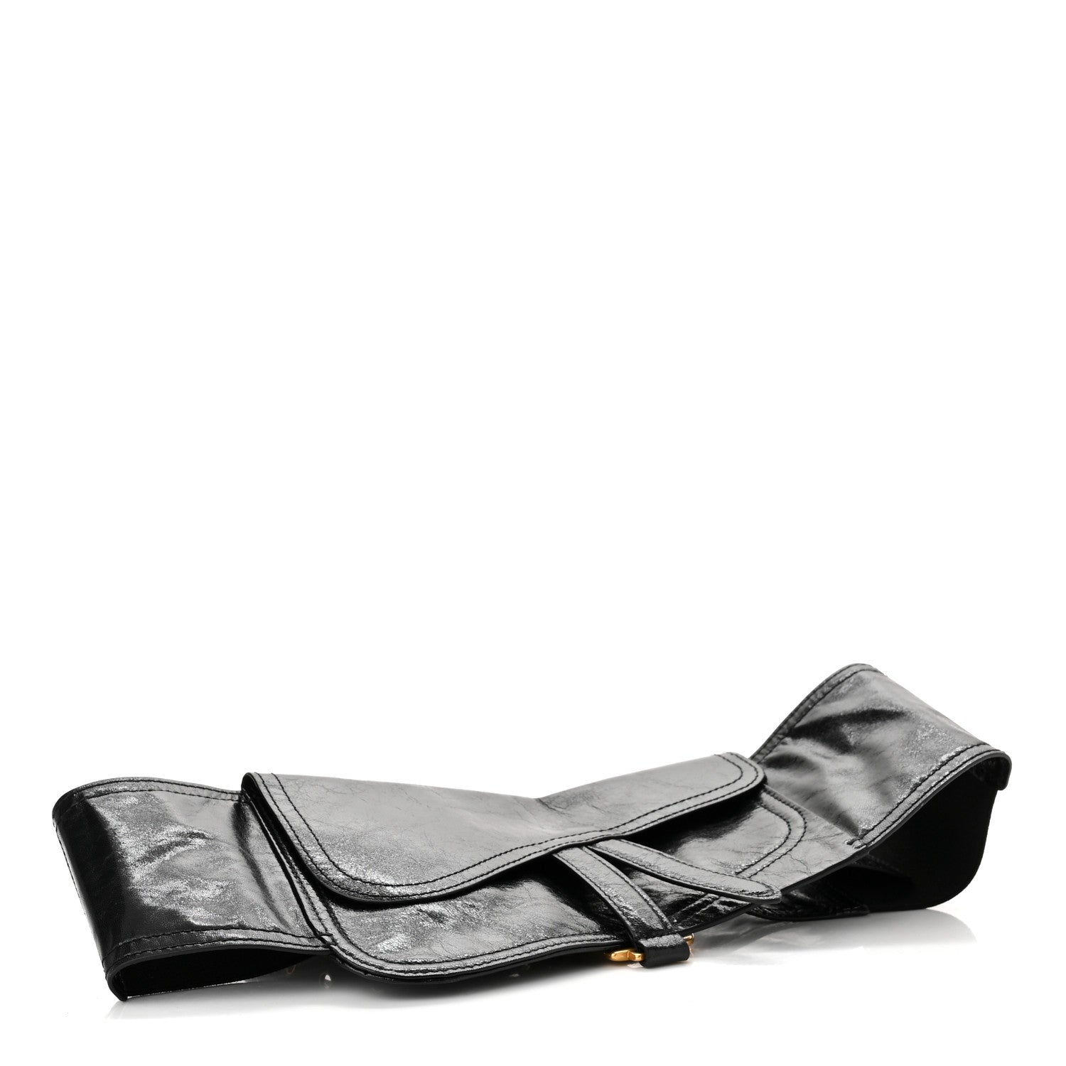 Christian Dior Crinkled Lambskin 135mm Saddle Belt Black 4 of 10