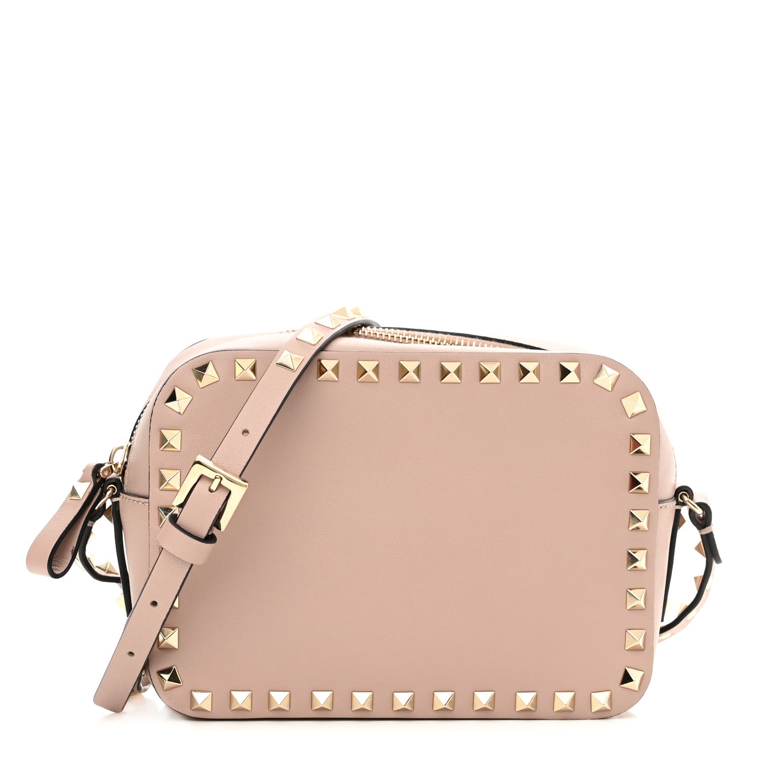 Valentino Garavani Calfskin Rockstud Camera Crossbody Bag Poudre 1 of 8