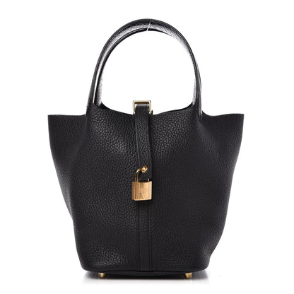 Hermes Taurillon Clemence Matte Alligator Picotin Lock Touch 18 PM Black 1 of 10