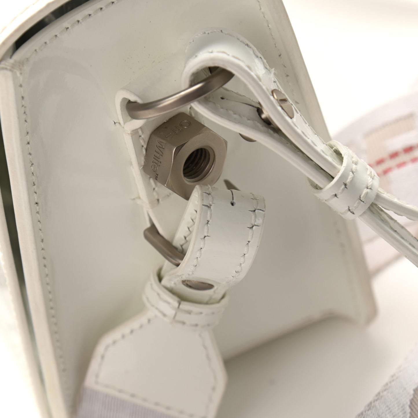 Calfskin Perforated Binder Flap Bag White