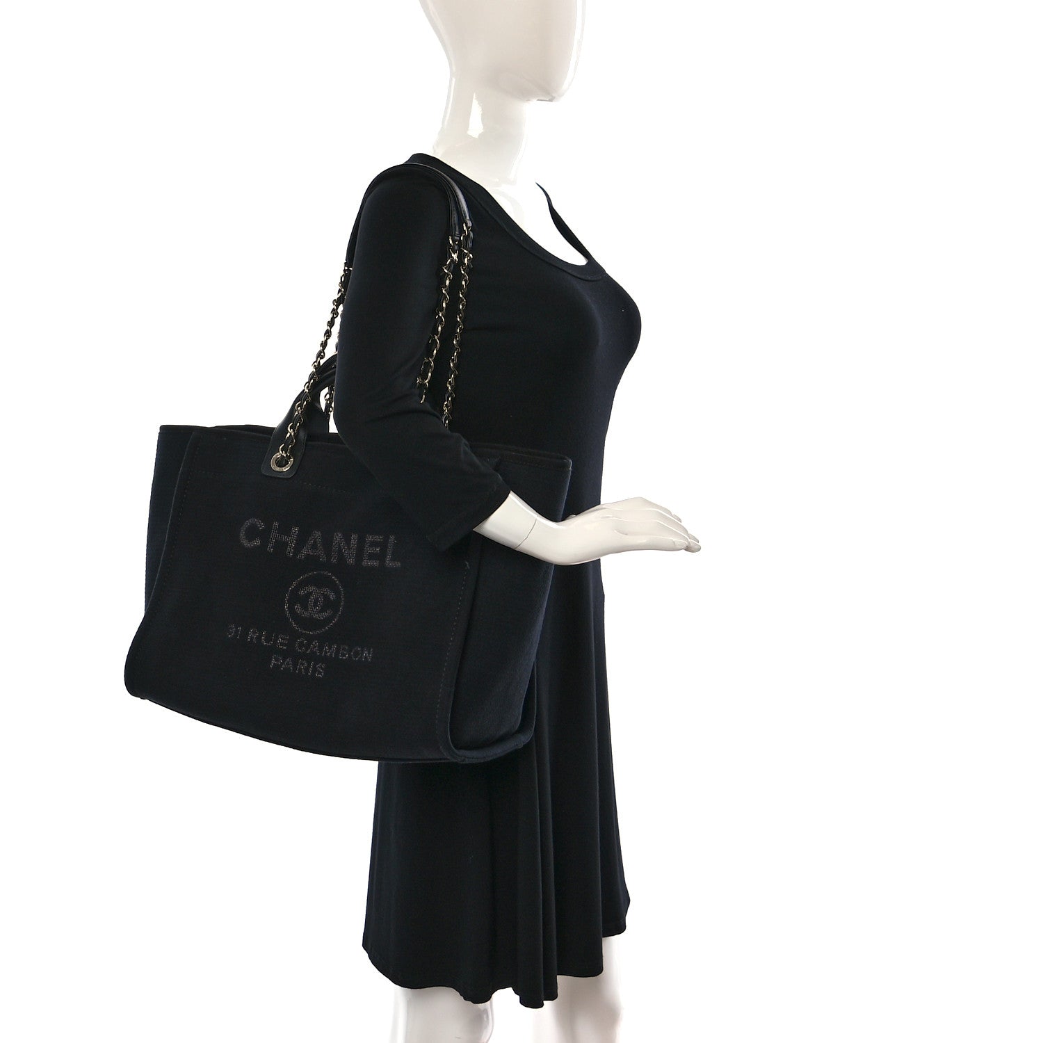Chanel Mixed Fibers Medium Deauville Tote Black 2 of 10
