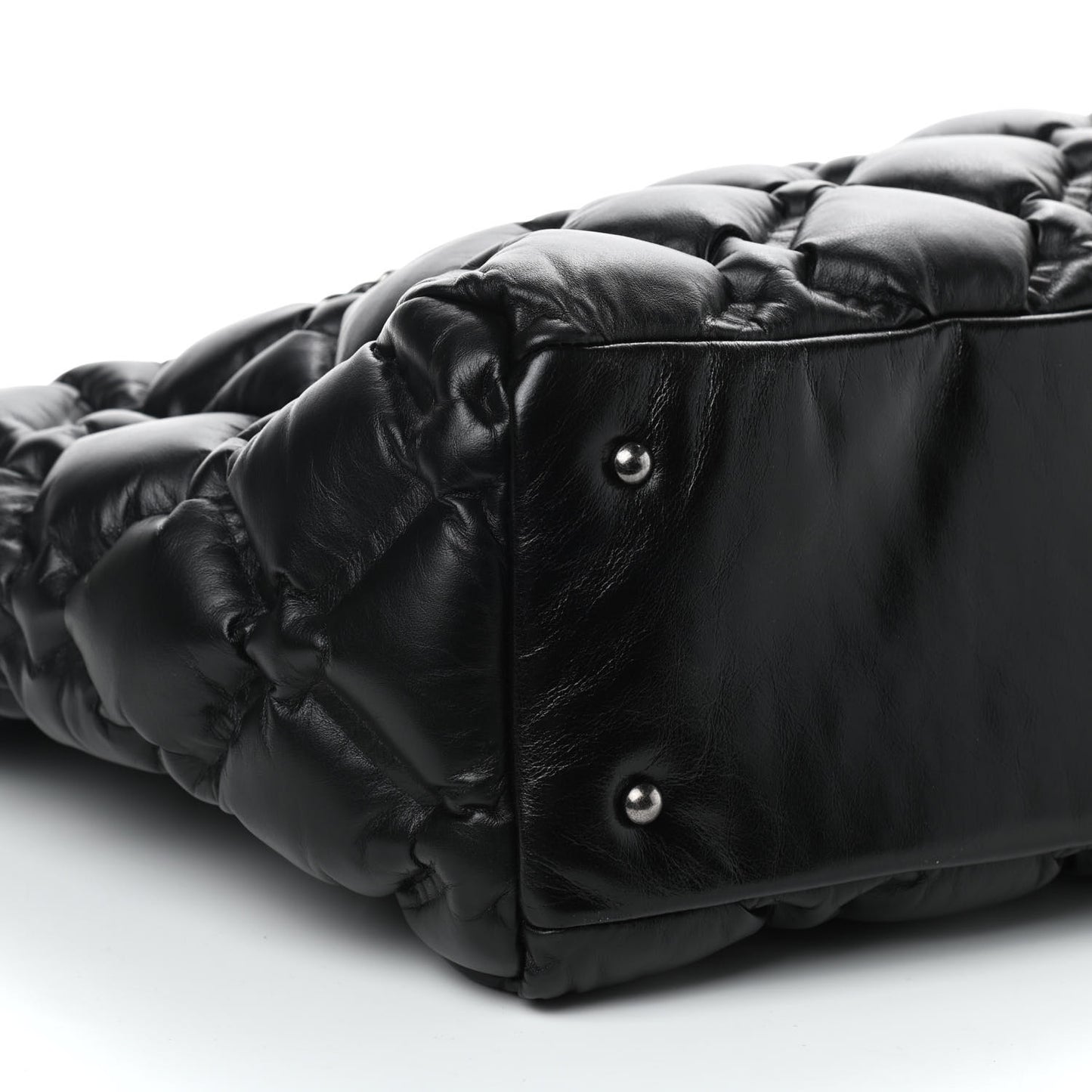 Calfskin Quilted Large Chesterfield Tote Black