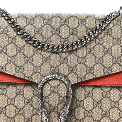 Gucci GG Supreme Monogram Suede Cudu Medium Dionysus Shoulder Bag Beige Ebony Vulcanic Red 8 of 11