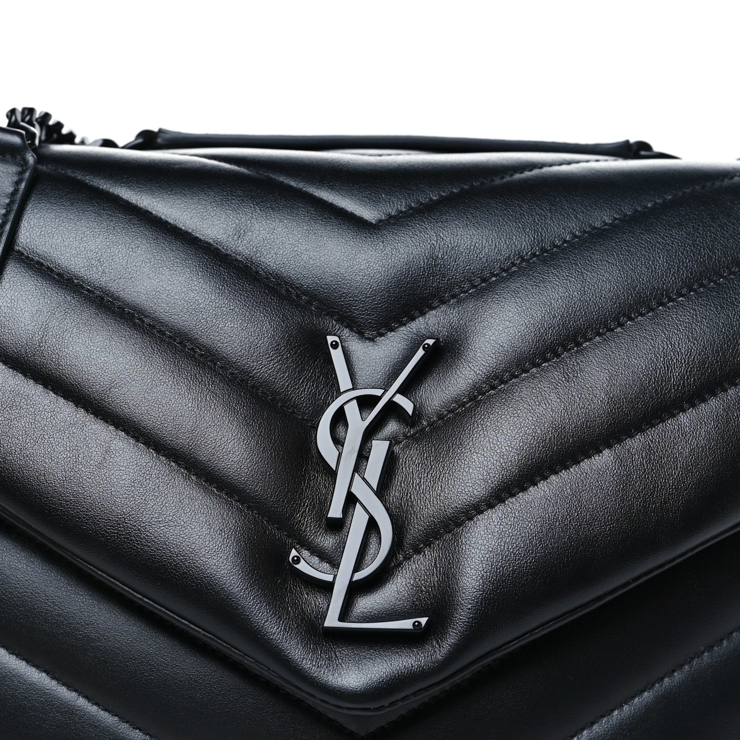 Saint Laurent Calfskin Y Quilted Monogram Monochrome Medium Loulou Chain Satchel Black 8 of 10