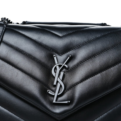 Saint Laurent Calfskin Y Quilted Monogram Monochrome Medium Loulou Chain Satchel Black 8 of 10