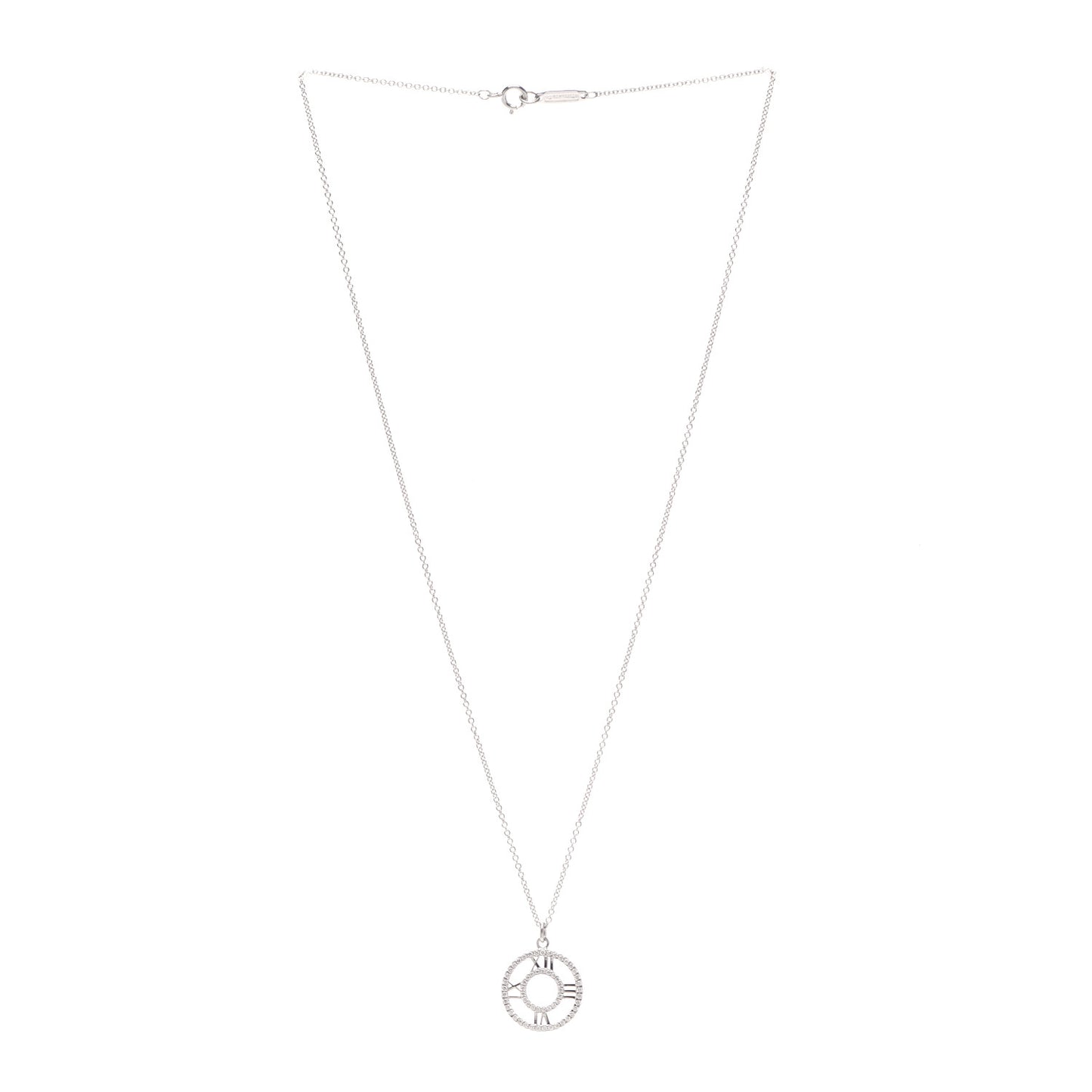 18K White Gold Diamond Small Atlas Open Pave Pendant Necklace
