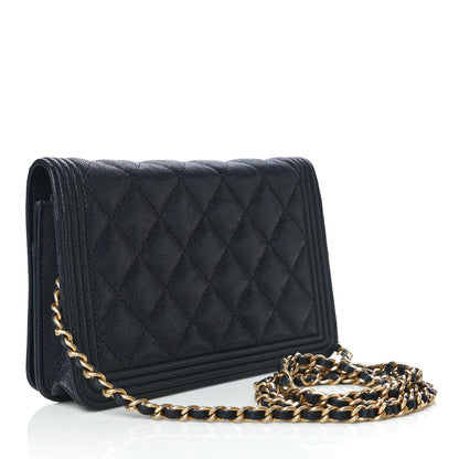 Chanel Caviar Quilted Boy Wallet On Chain WOC Navy 2 of 18