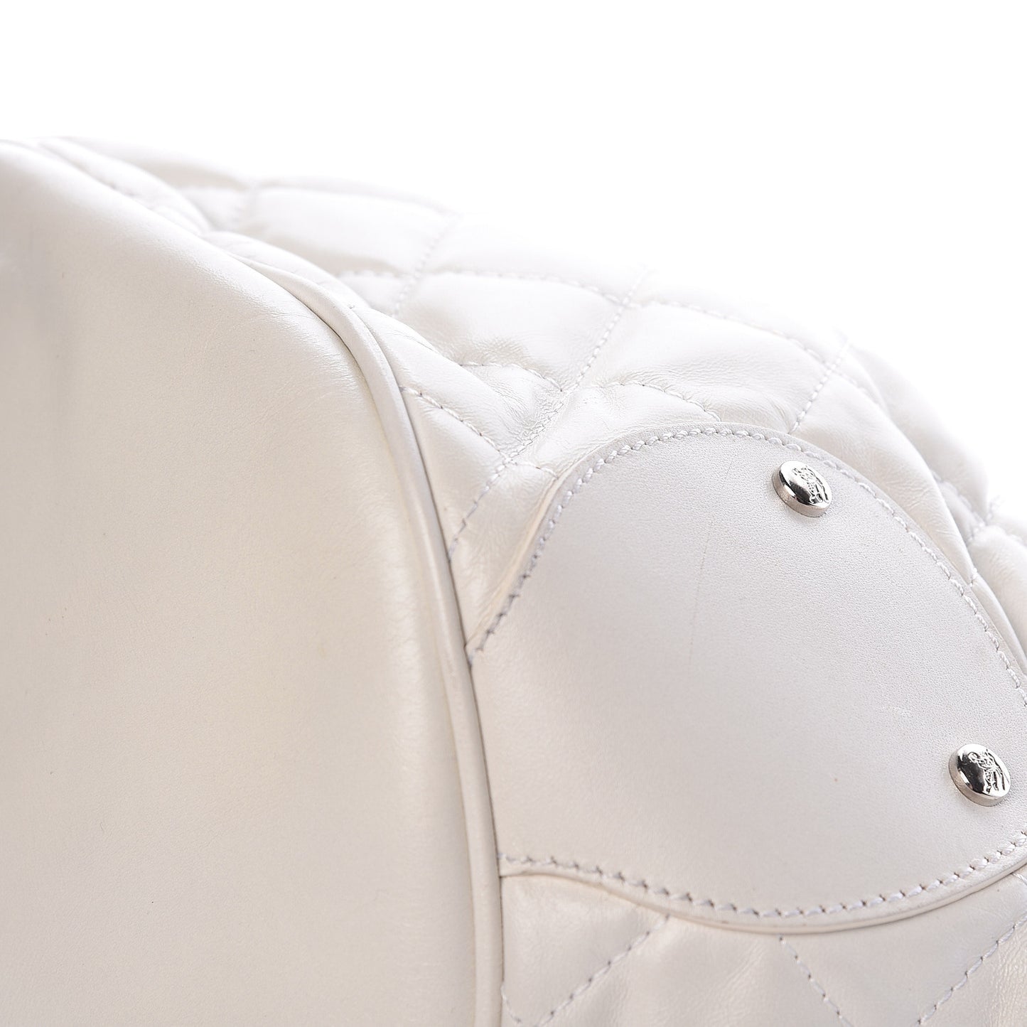 Calfskin Quilted Bucket Shoulder Bag White