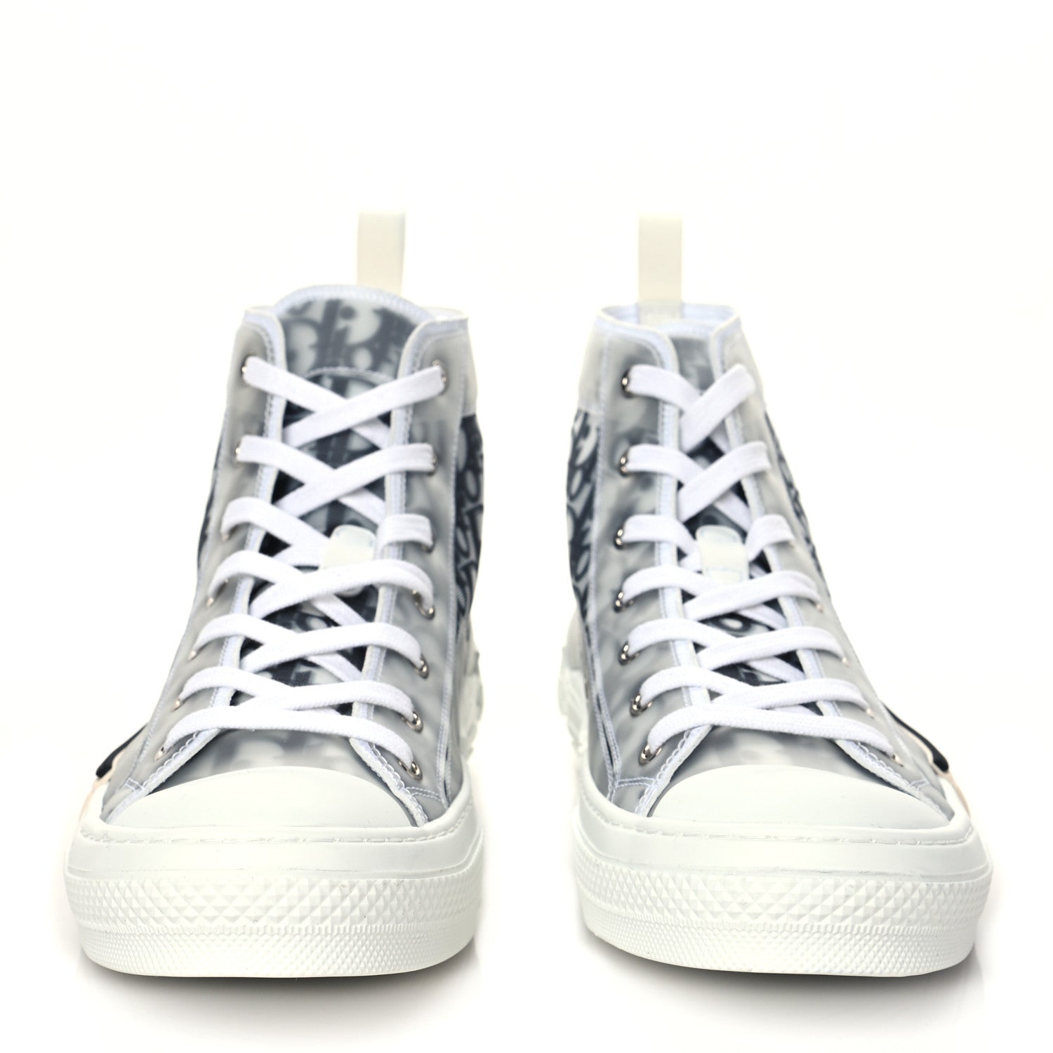 Christian Dior Technical Canvas Oblique Mens B23 High Top Sneakers 43 White Black 3 of 8