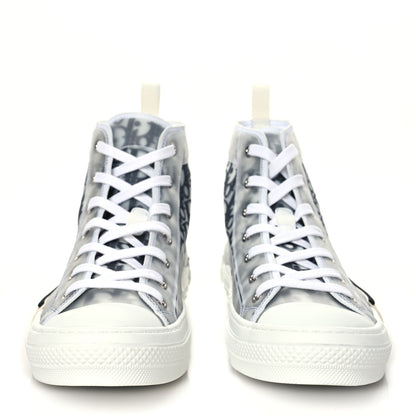 Christian Dior Technical Canvas Oblique Mens B23 High Top Sneakers 43 White Black 3 of 8