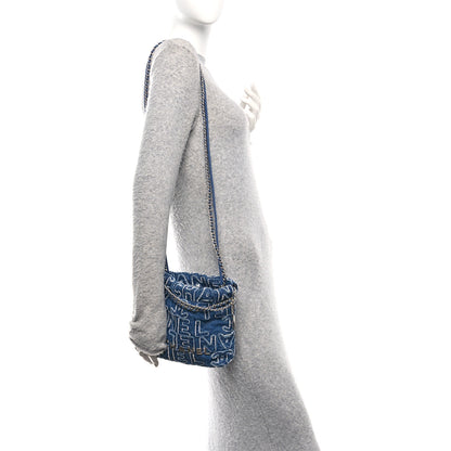 Chanel Washed Denim Logo Embroidered Mini Chanel 22 Blue 2 of 11