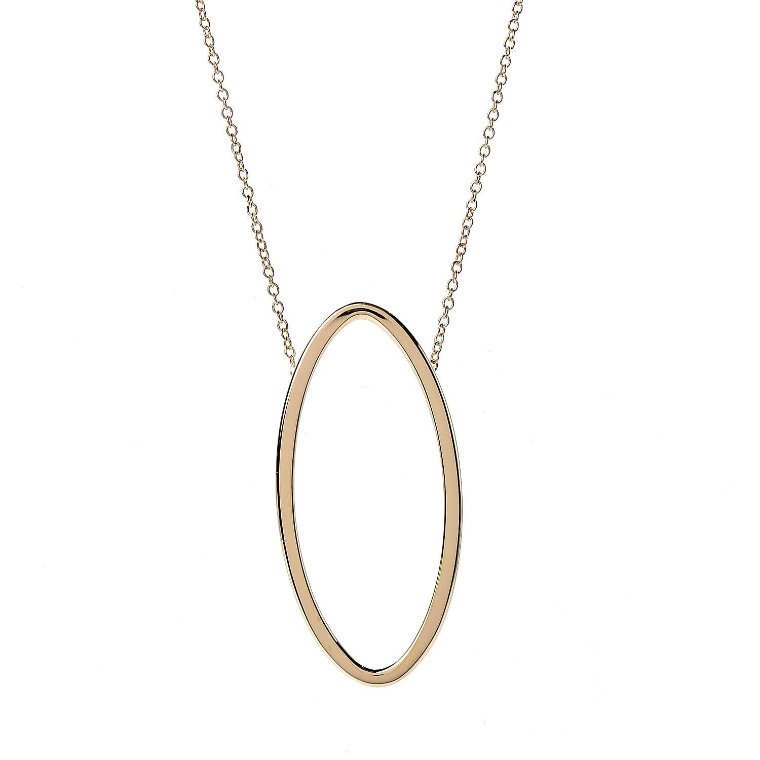 Tiffany 18K Yellow Gold Metro Oval Pendant Necklace 4 of 6