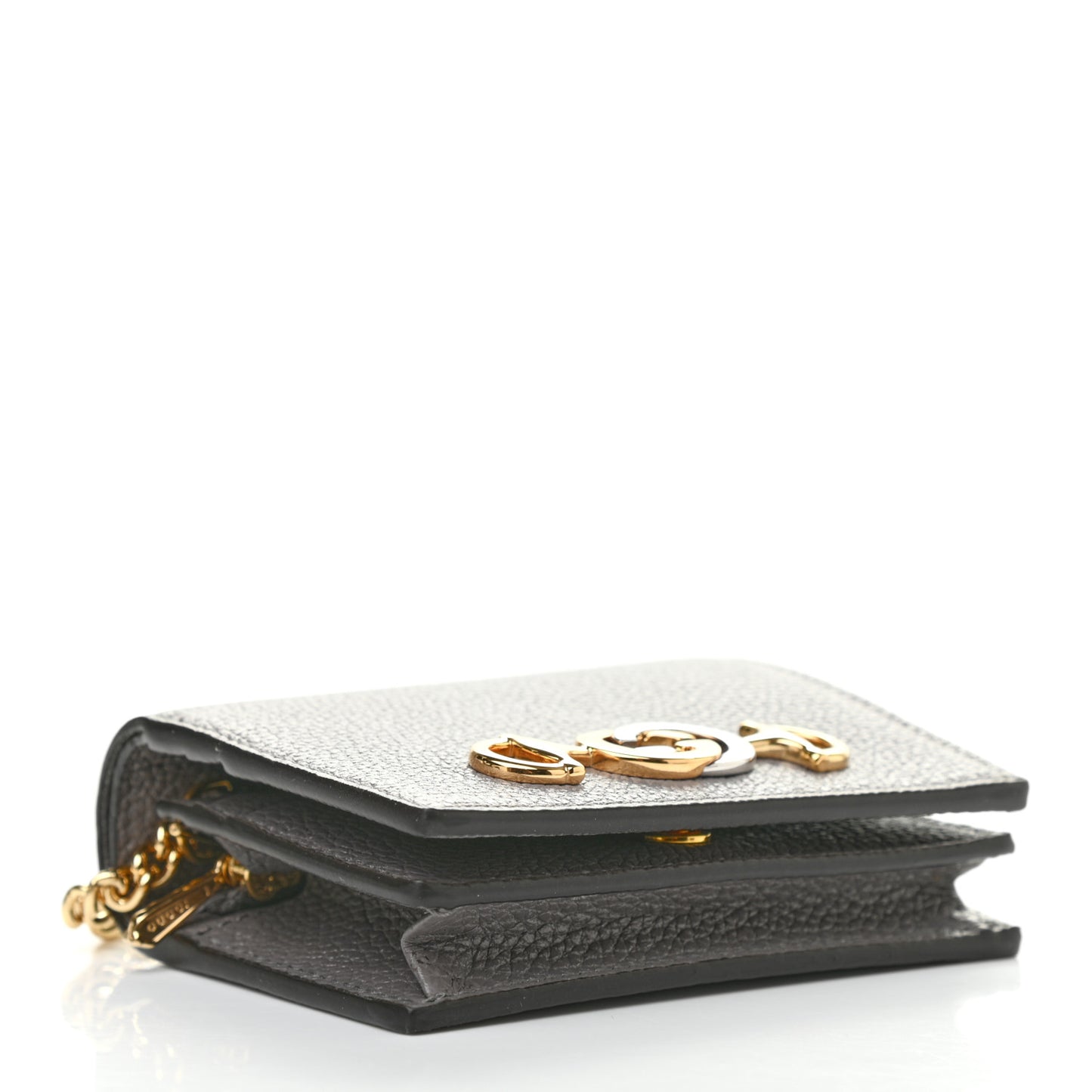 Grainy Calfskin Zumi Chain Card Case Wallet Dusty Grey