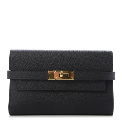 Hermes Epsom Medium Kelly Wallet Black 1 of 9