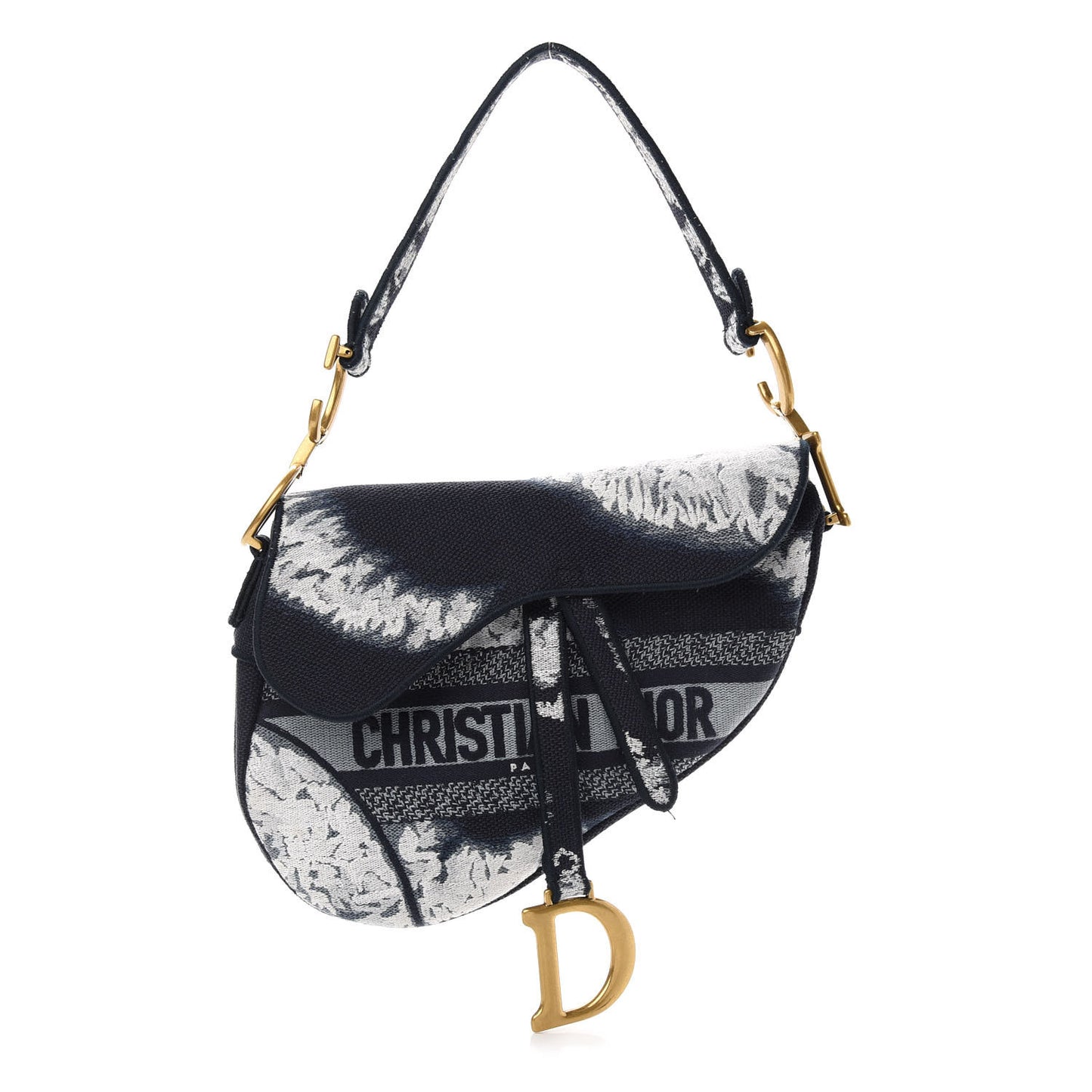 Canvas Embroidered Tie Dye Saddle Bag Blue Multicolor