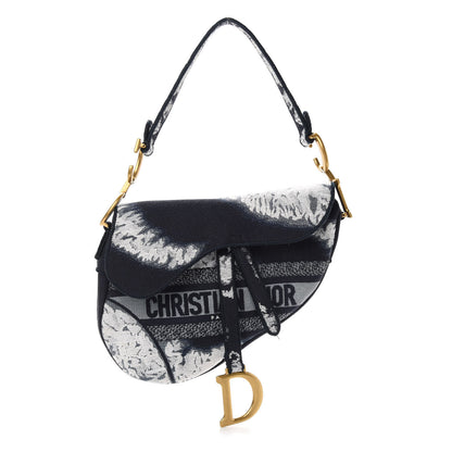 Christian Dior Canvas Embroidered Tie Dye Saddle Bag Blue Multicolor 1 of 13
