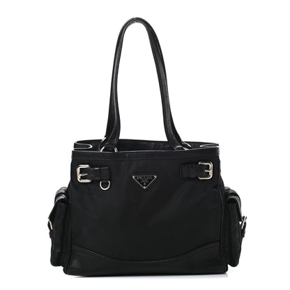 Prada Tessuto Nylon Calfskin Shoulder Bag Black 1 of 15