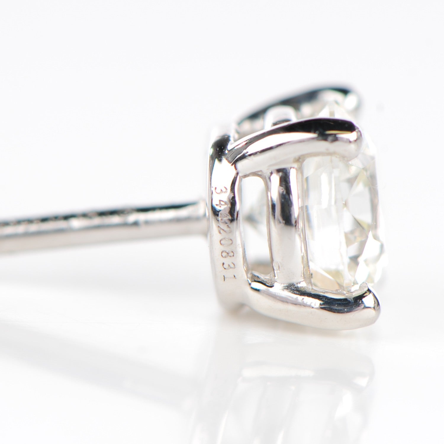 Tiffany Platinum Diamond 1.84ctw Solitaire Earrings 4 of 5