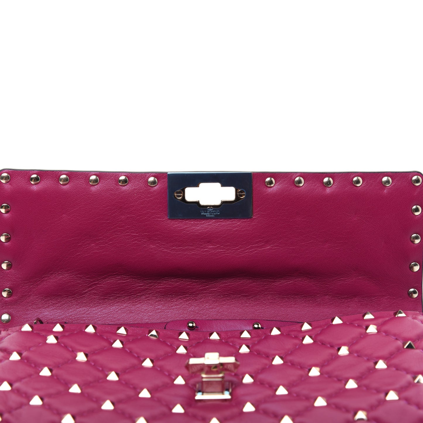 Nappa Rockstud Spike Wallet on Chain Raspberry
