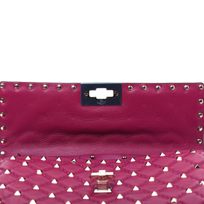 Valentino Garavani Nappa Rockstud Spike Wallet on Chain Raspberry 10 of 13